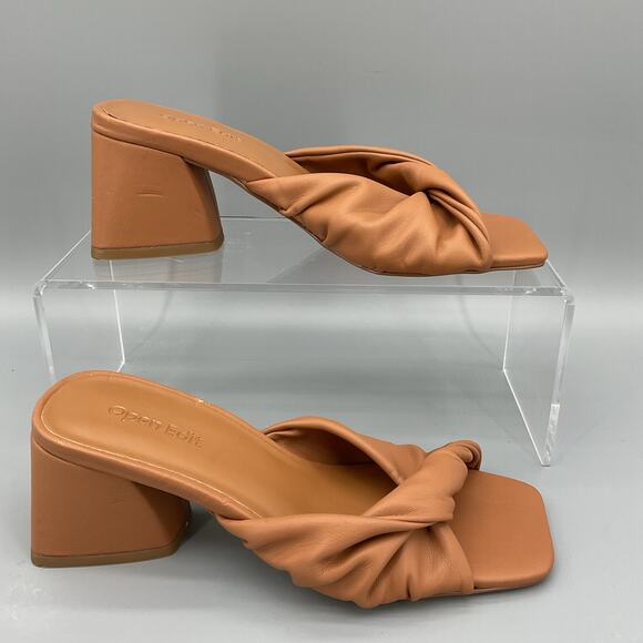 NEW Open Edit Women’s Cora Block Heel Mules Tan Size 5M - Picture 1 of 10